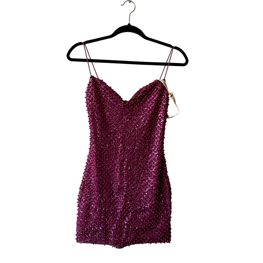 Oh Polly Mischa Embellished Sweetheart Neck Mini Dress Magenta Pink Size 0 New - Picture 5 of 9